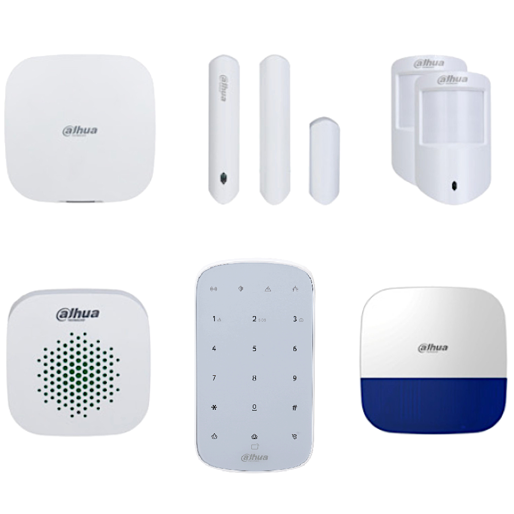 DAHUA Airshield Alarm Kit Including Hub, Internal Siren, External Siren, 2 x PIR and 1 x Magnetic Contact