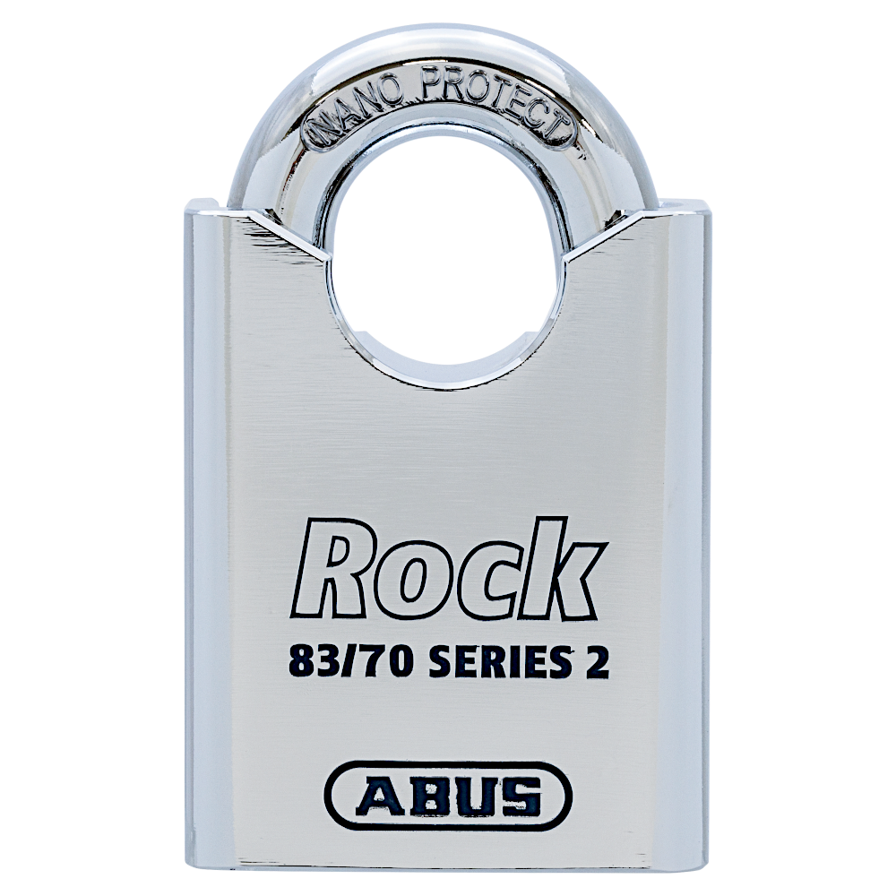 ABUS 83CS/70 Rock Series 2 Closed Shackle Steel Padlock Body Only Without Cylinder Accepts Half Euro Dimple Key Removable Shackle - Silver