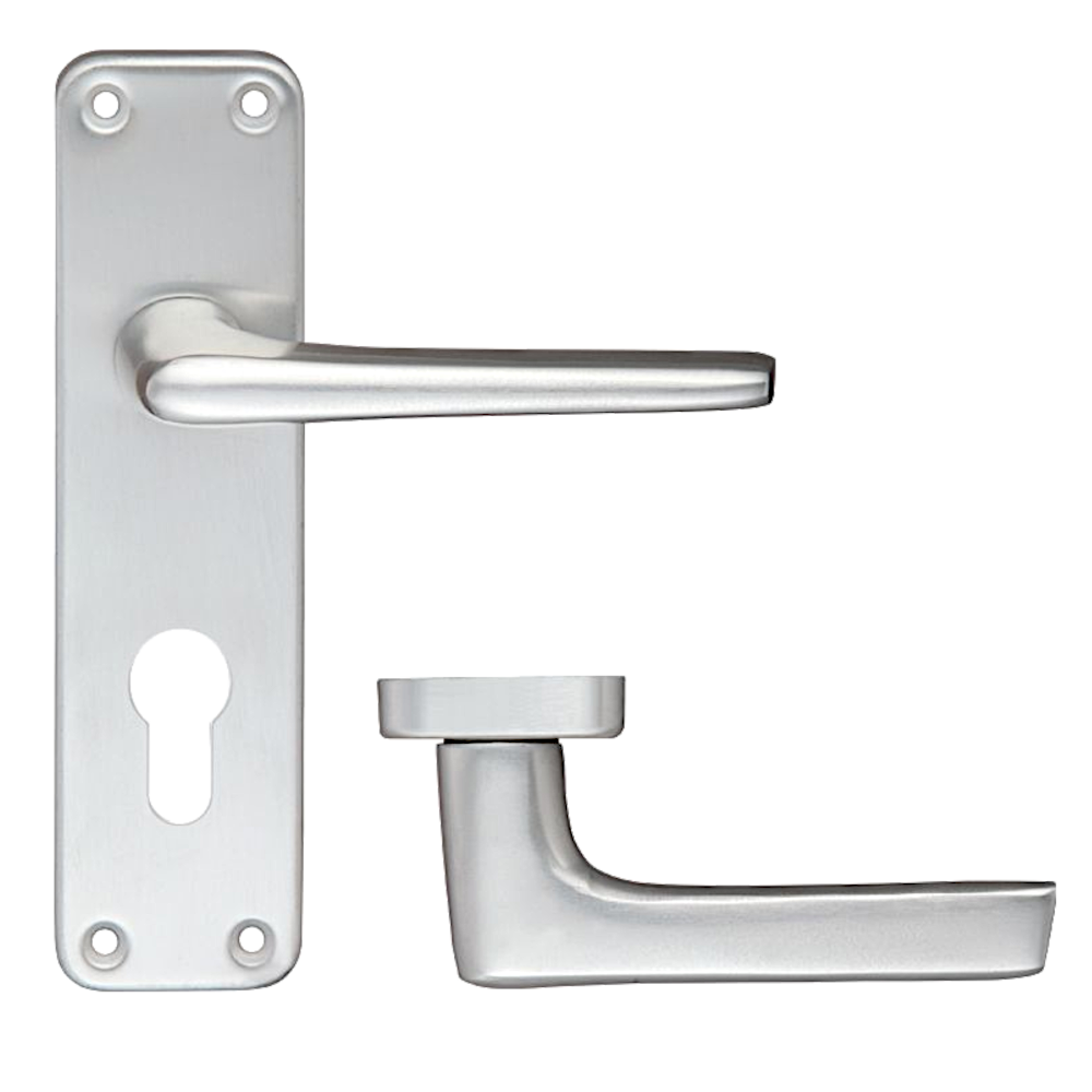 ZOO Lever Handle On Euro Lock Backplate Euro Lever - Satin Anodised Aluminium