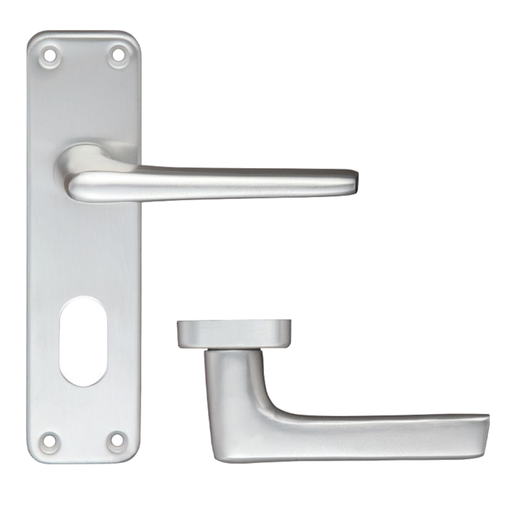 ZOO Lever Handle On Oval Lock Backplate Oval Lever - Satin Anodised Aluminium