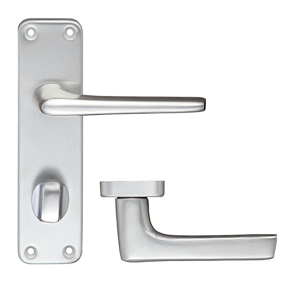 ZOO Lever Handle On Bathroom Privacy Backplate Handle Bathroom Lever - Satin Anodised Aluminium