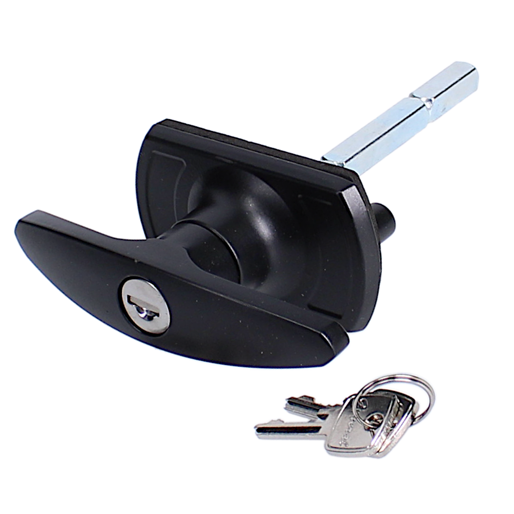 CARDALE Garage Door T-Handle Square Spindle With Screwhole In End Black