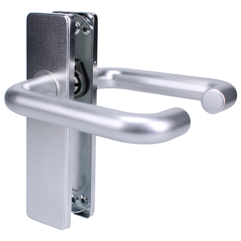 ZOO Return To Door Lever Handle On Latch Backplate FD30/60 Lever Latch - Satin Anodised Aluminium