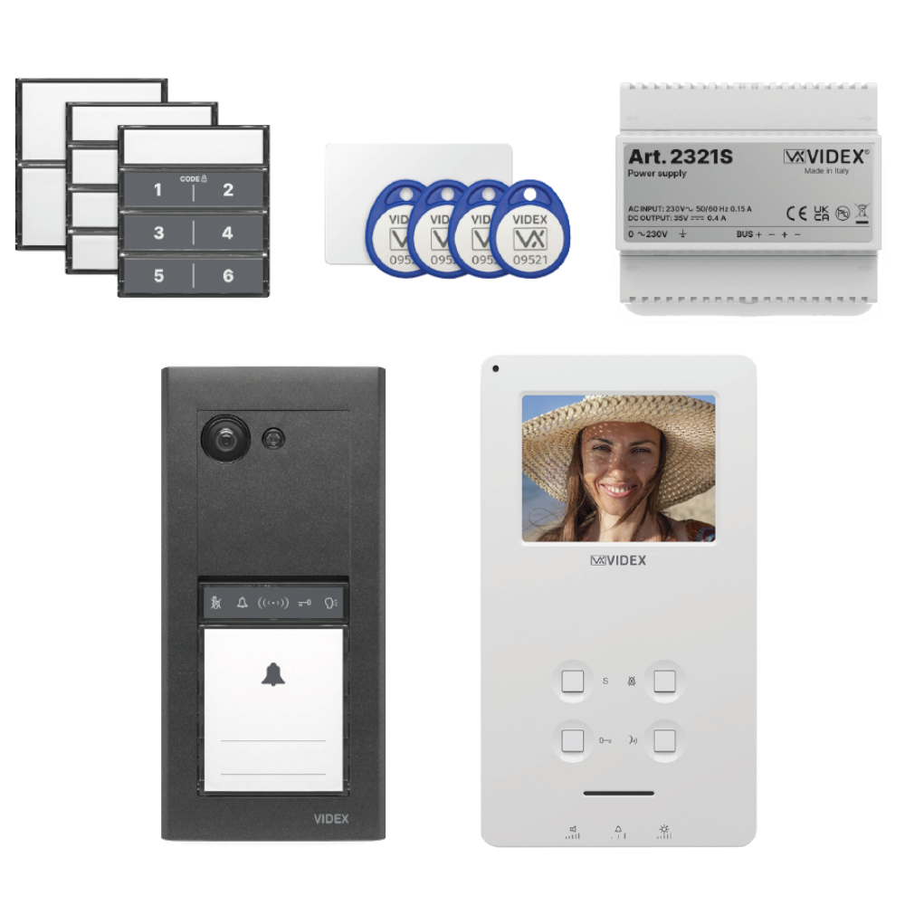 VIDEX ERA23VB Series Entry Panel Video Kit With 3.5 Inch Video Monitor(6388) PSU (2321S) & Proximity Card/Fobs (955MF) ERAKIT23B6388 - Gun Metal Grey