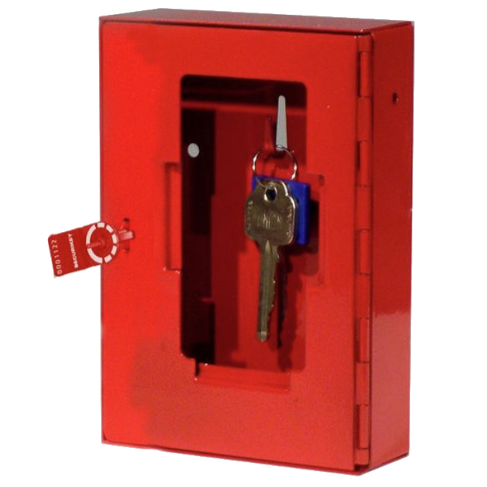 SECURIKEY EK0 Emergency Key Box Glass Fronted With Tamper Seal & Hammer Glass Front - Red