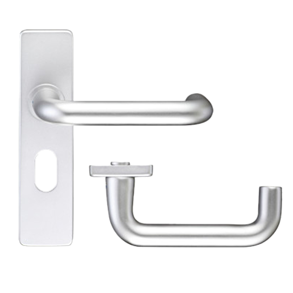 ZOO Return To Door Lever Handle On Oval Lock Backplate FD30/60 Oval Lever - Satin Anodised Aluminium