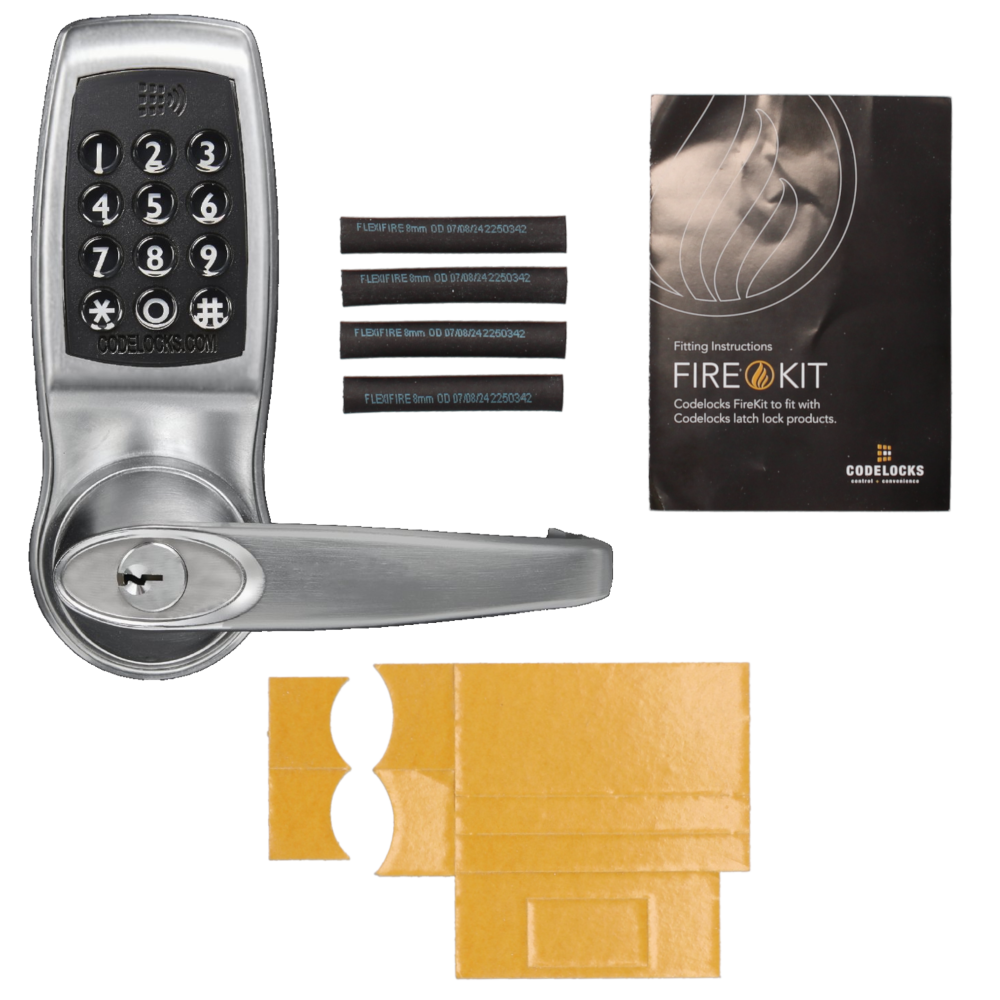 CODELOCKS CL4510CC Connect Share Smart Digital Lock With Netcode & Tubular Latch CL4510CC Connect Share With Fire Pack BS - Brushed Steel