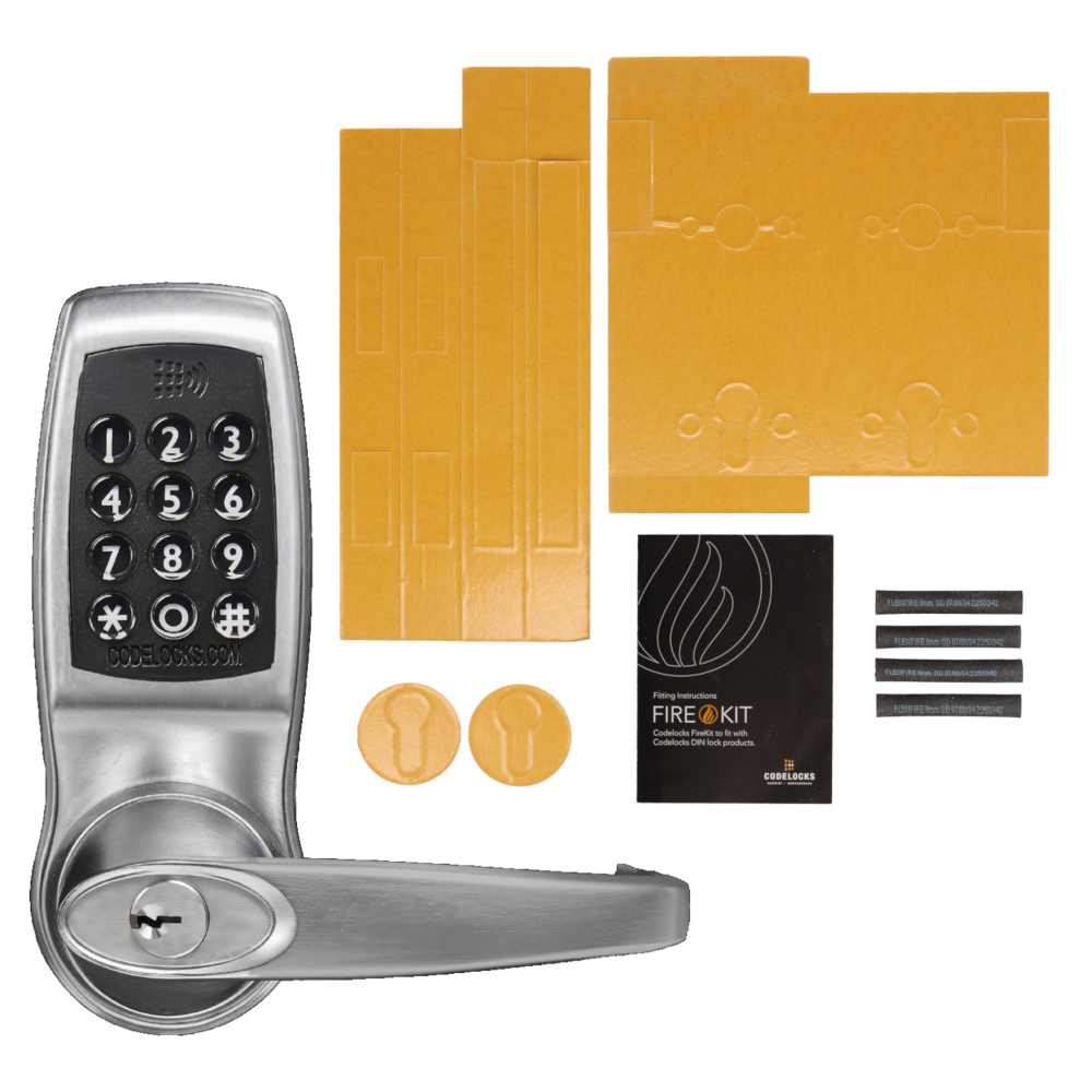 CODELOCKS CL4520CC Connect Share Smart Digital Lock With Netcode & Mortice Sashlock CL4520CC Connect Share With Fire Pack BS - Brushed Steel