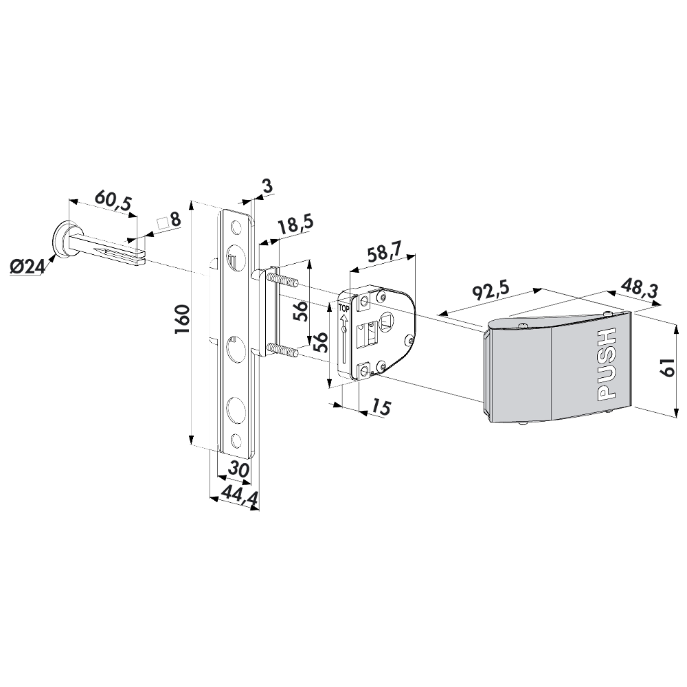 LOCINOX 3006 Push Pad Handle Set