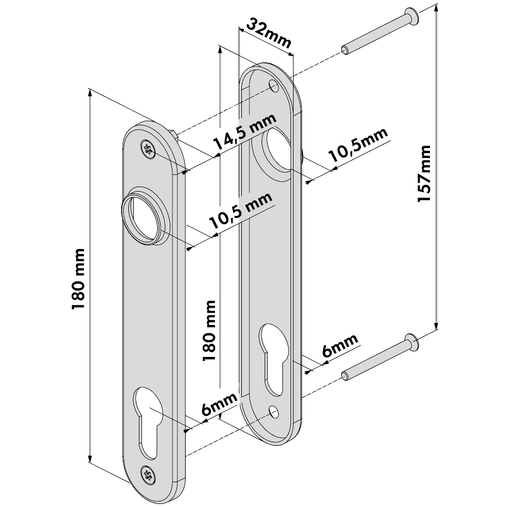 LOCINOX 3025 Pair of Escutcheons For Insert Locks