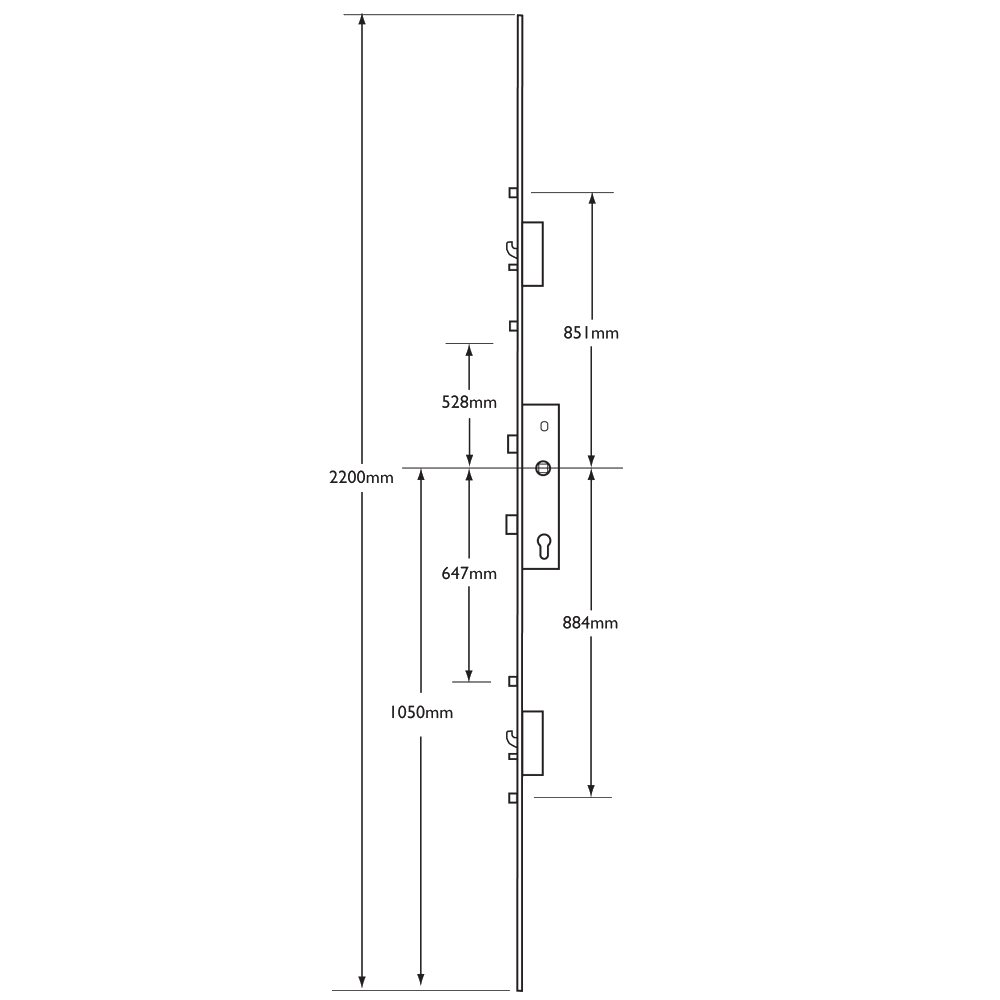 LOCKMASTER Lever Operated Latch & Deadbolt - 2 Hook 2 Anti-Lift 4 Roller