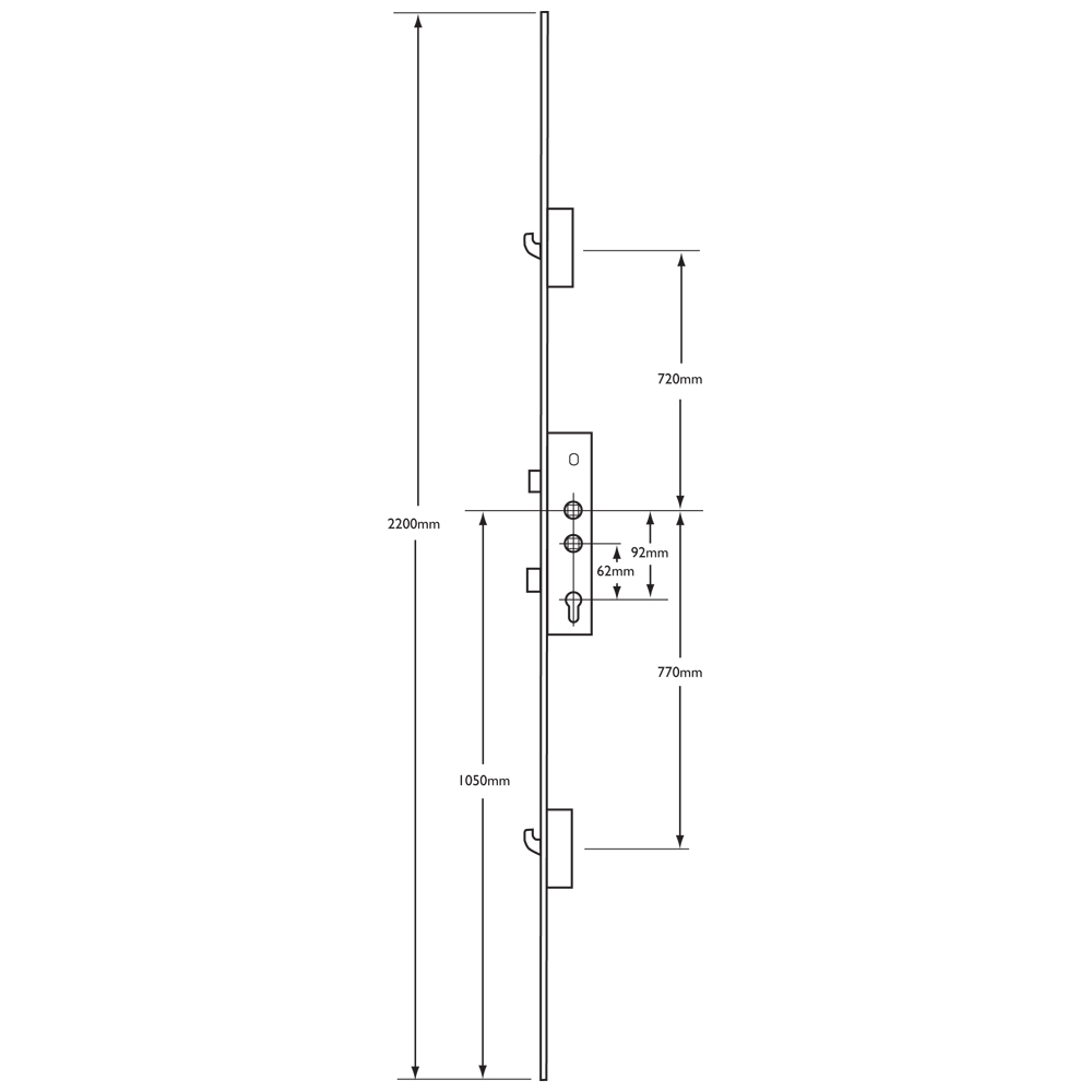 LOCKMASTER Lever Operated Latch & Deadbolt Twin Spindle - 2 Hook