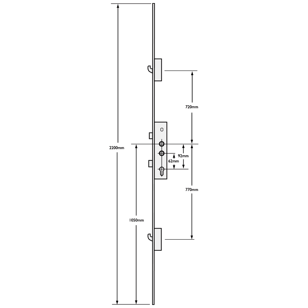 LOCKMASTER Lever Operated Latch & Deadbolt Twin Spindle - 2 Hook