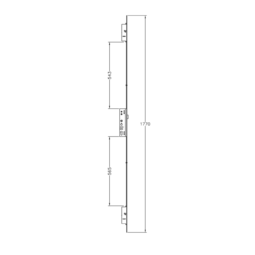 LOCKMASTER Lever Operated Latch & Deadbolt Single Spindle Radius Faceplate - 2 Hook