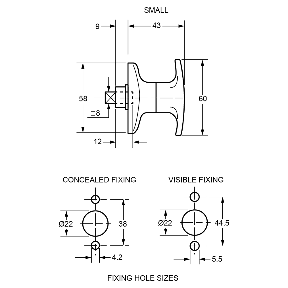 L&F 1601 & 1618 Small T Garage Door Handle