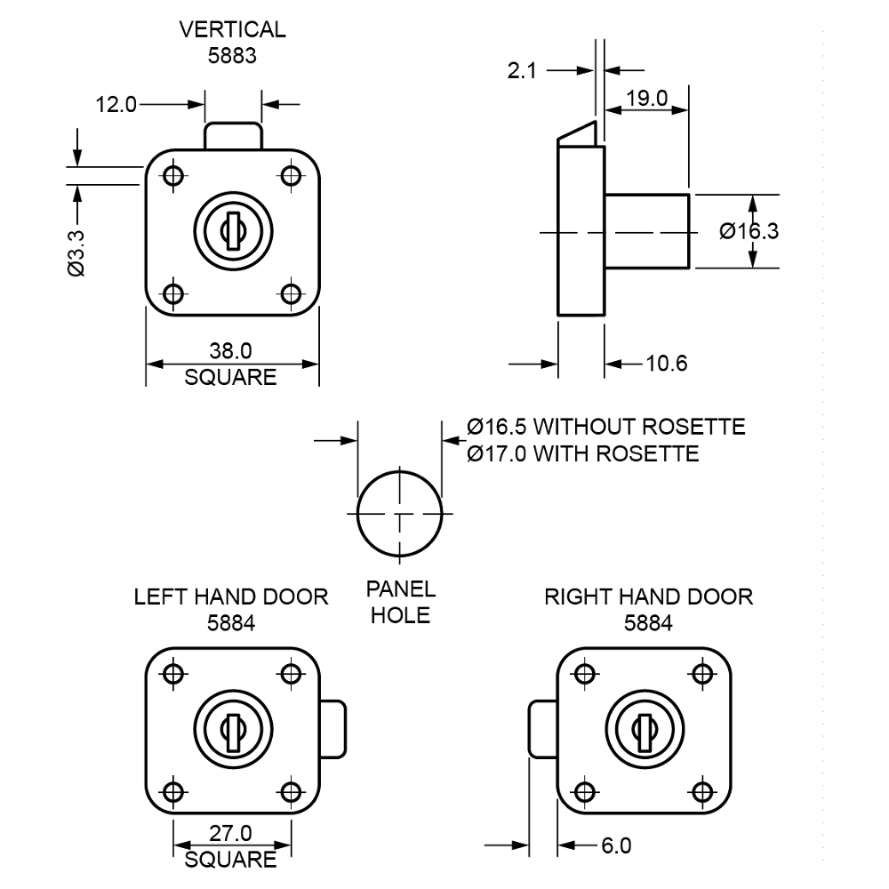 L&F 5883 Cylinder Drawer Lock