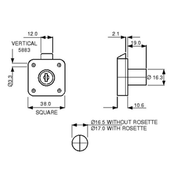 L&F 5883 Cylinder Drawer Lock