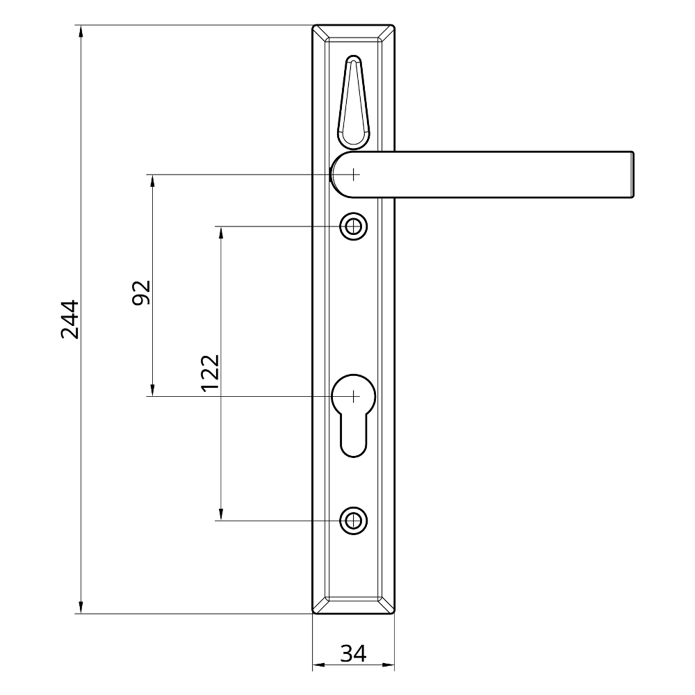 LOXTA Stealth Double Locking Lever Handle (Euro External) - 122mm 92PZ