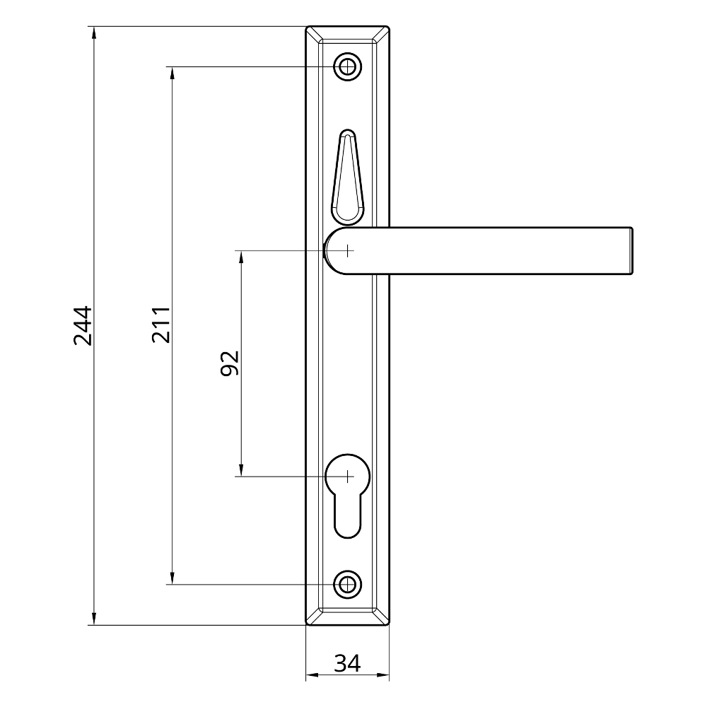 LOXTA Stealth Double Locking Lever Handle (Blank External) - 211mm 92PZ