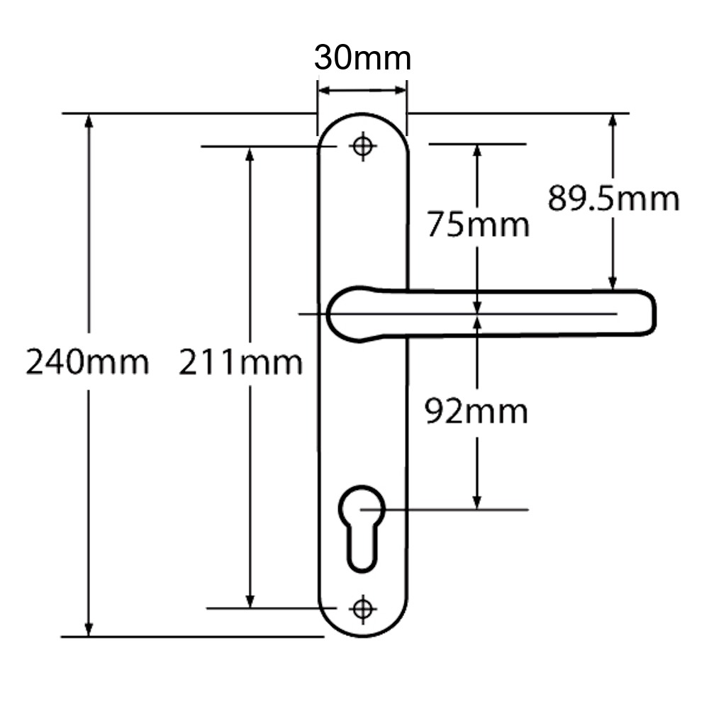 MILA Prolinea 92 Lever/Lever UPVC Furniture - 240mm Backplate