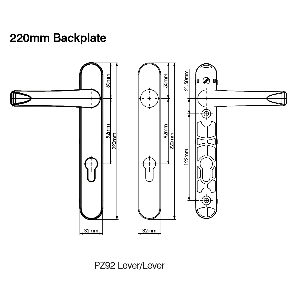 MILA Supa 92 Lever/Lever - 220mm Backplate