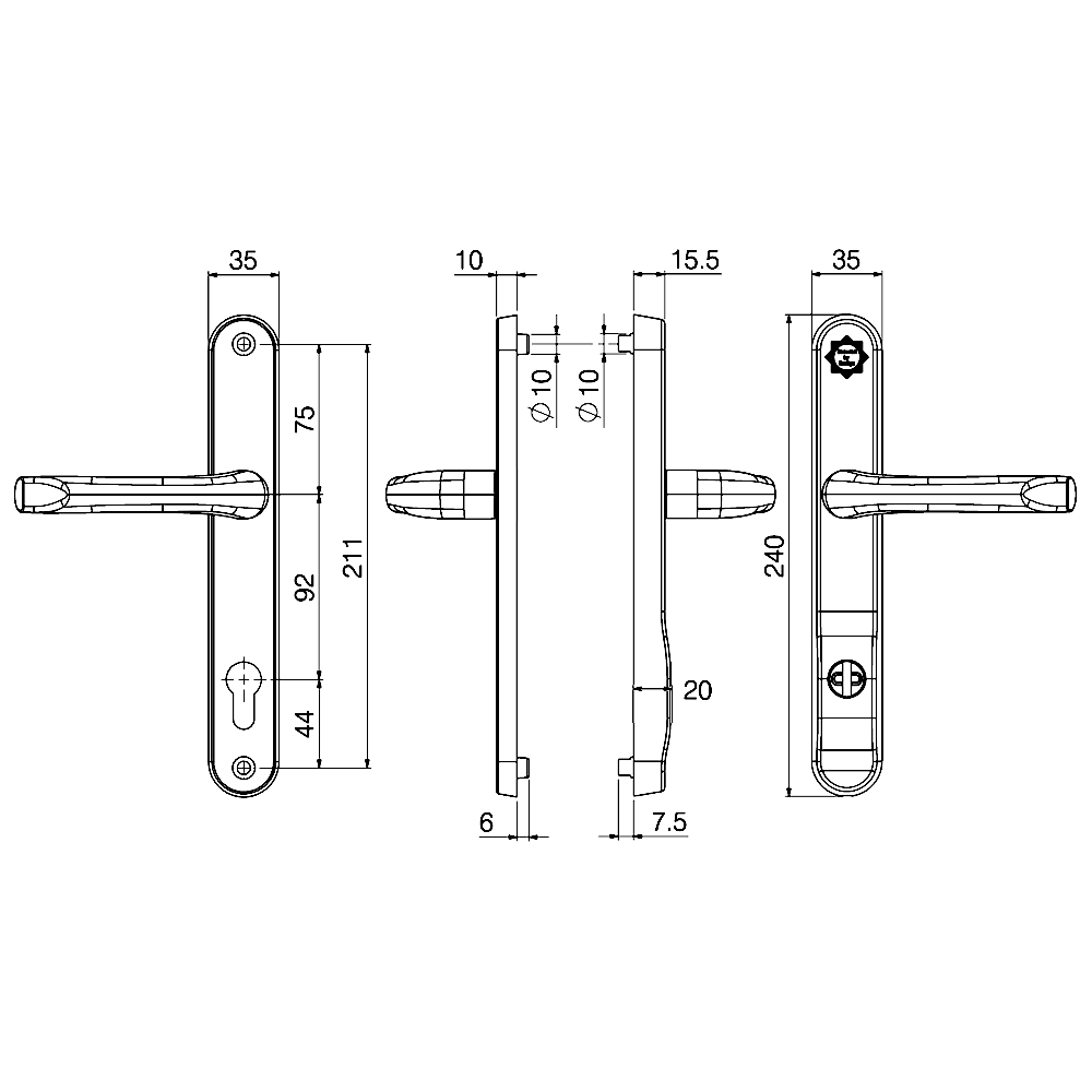 MILA Pro Secure PAS24 2 Star 240mm Lever/Lever Door Furniture