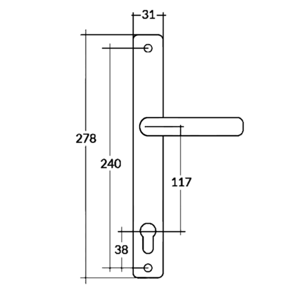 MILLENCO Lever/Lever Sprung Handle 117mm Centres