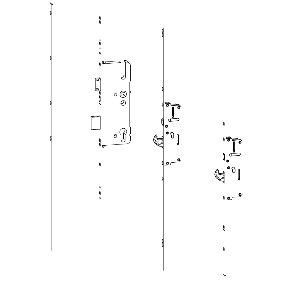 ROTO C600 45mm Backset Latch & Deadbolt Keywind With 2 Hooks 776654