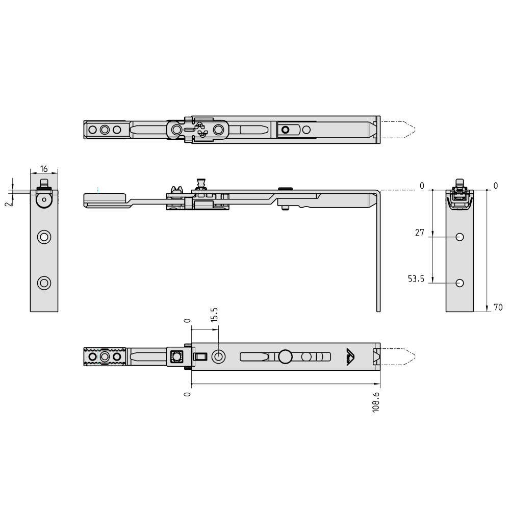 ROTO H600 Shootbolt Straight Action 633930