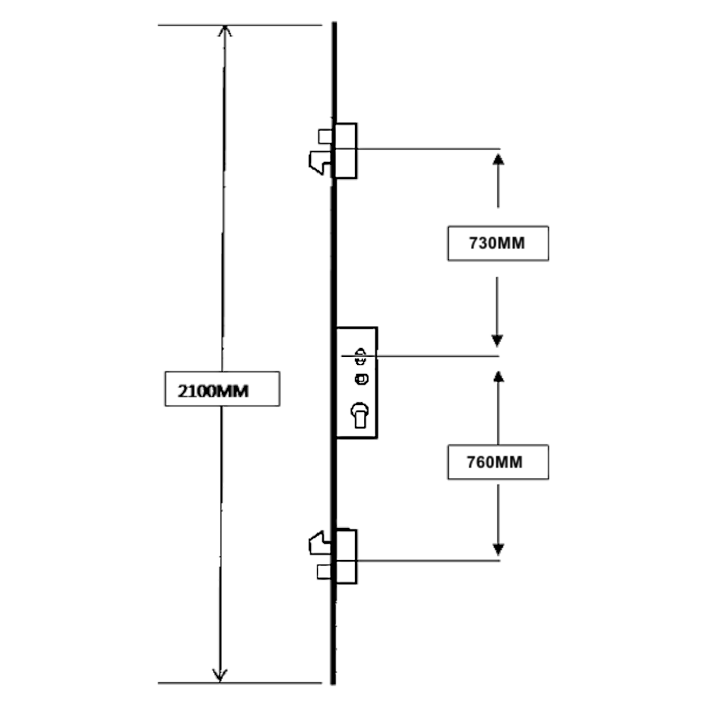 SAFEWARE 8 Lever Operated Latch & Hookbolt Twin Spindle - 2 Hook 2 Bolt