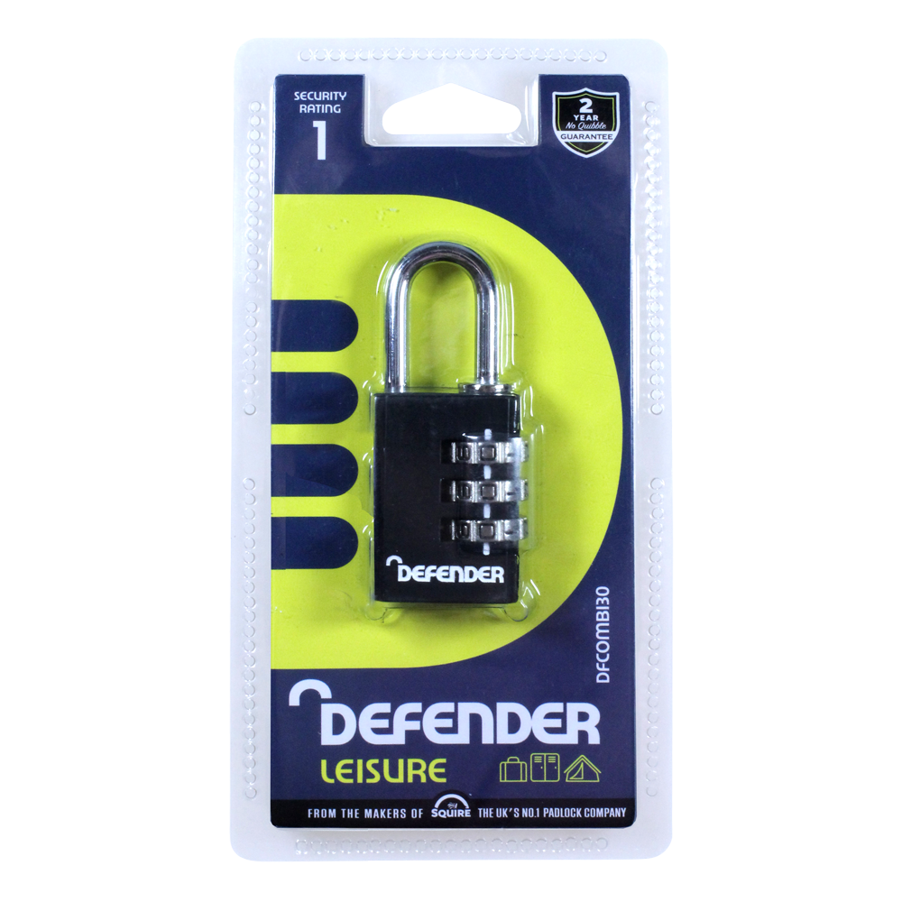 DEFENDER Black Diecast Combination Padlock