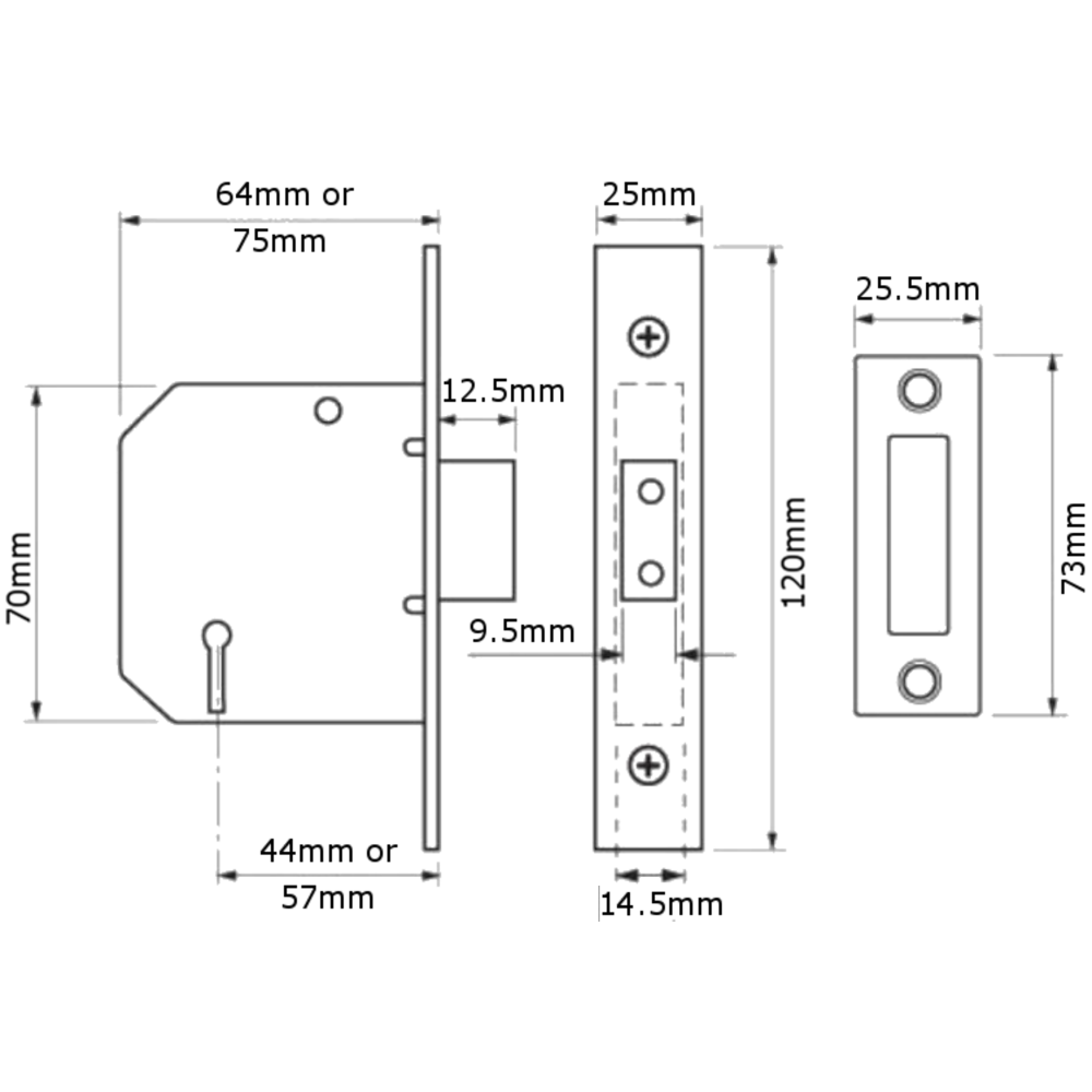 UNION 2177 3 Lever Deadlock