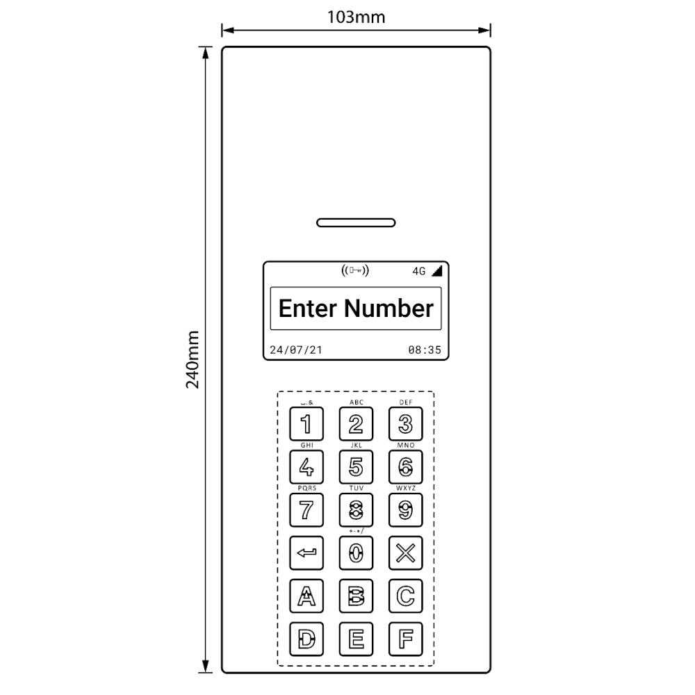VIDEX 4812/4G Digital GSM Panel 500 Way LCD Display & A-F Buttons