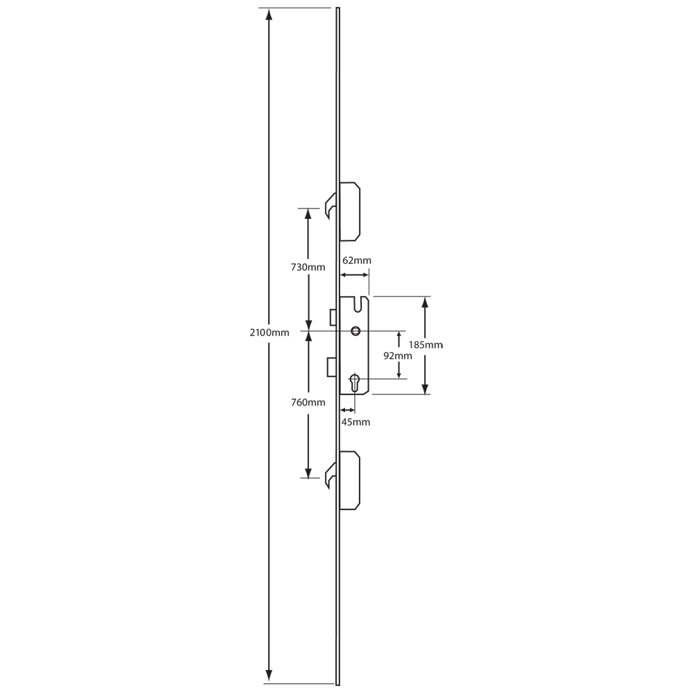 WINKHAUS Cobra Lever Operated Latch & Deadbolt Split Spindle - 2 Hook