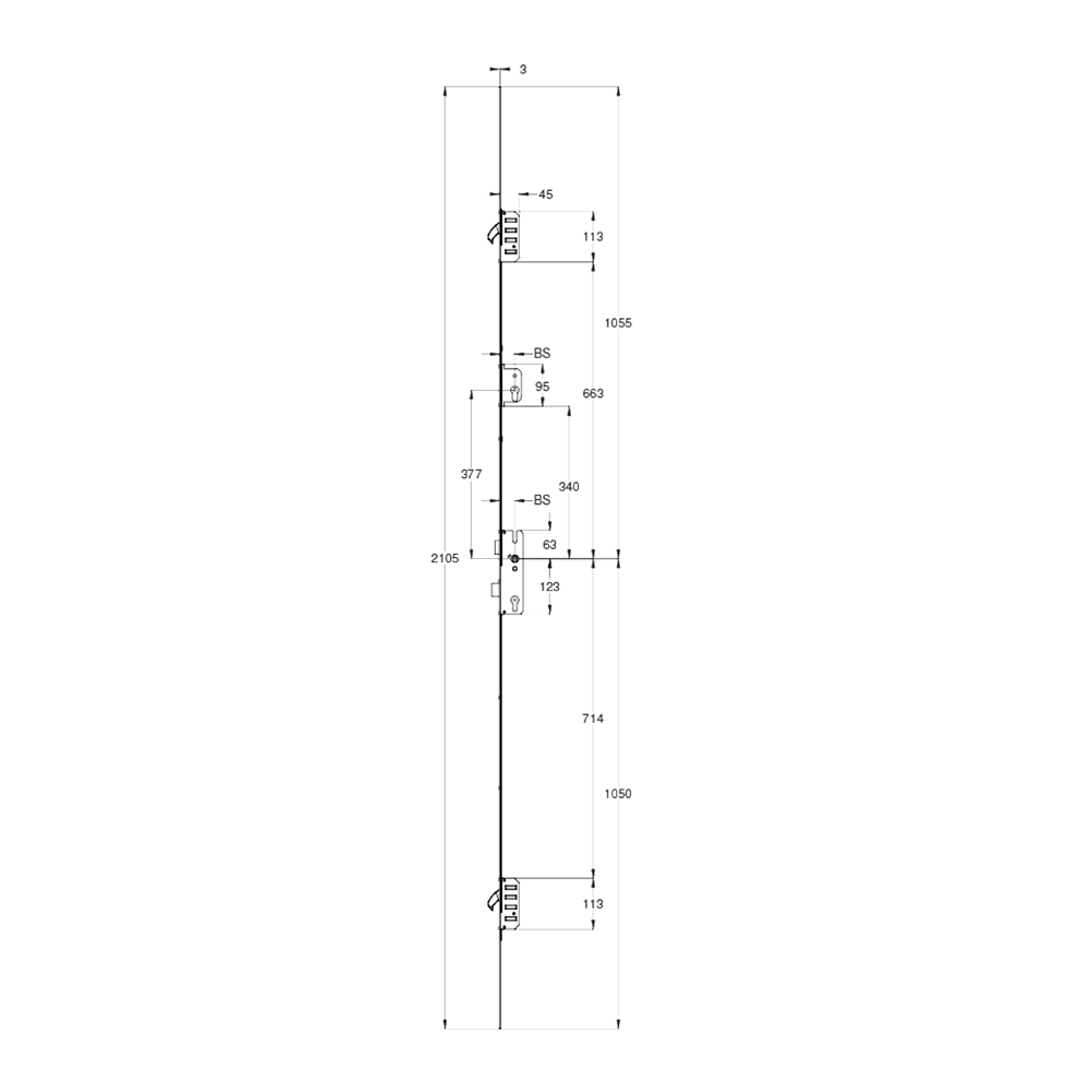 WINKHAUS Cobra Lever Operated Latch & Deadbolt Split Spindle & Lockout, 20mm Radius - 2 Hook