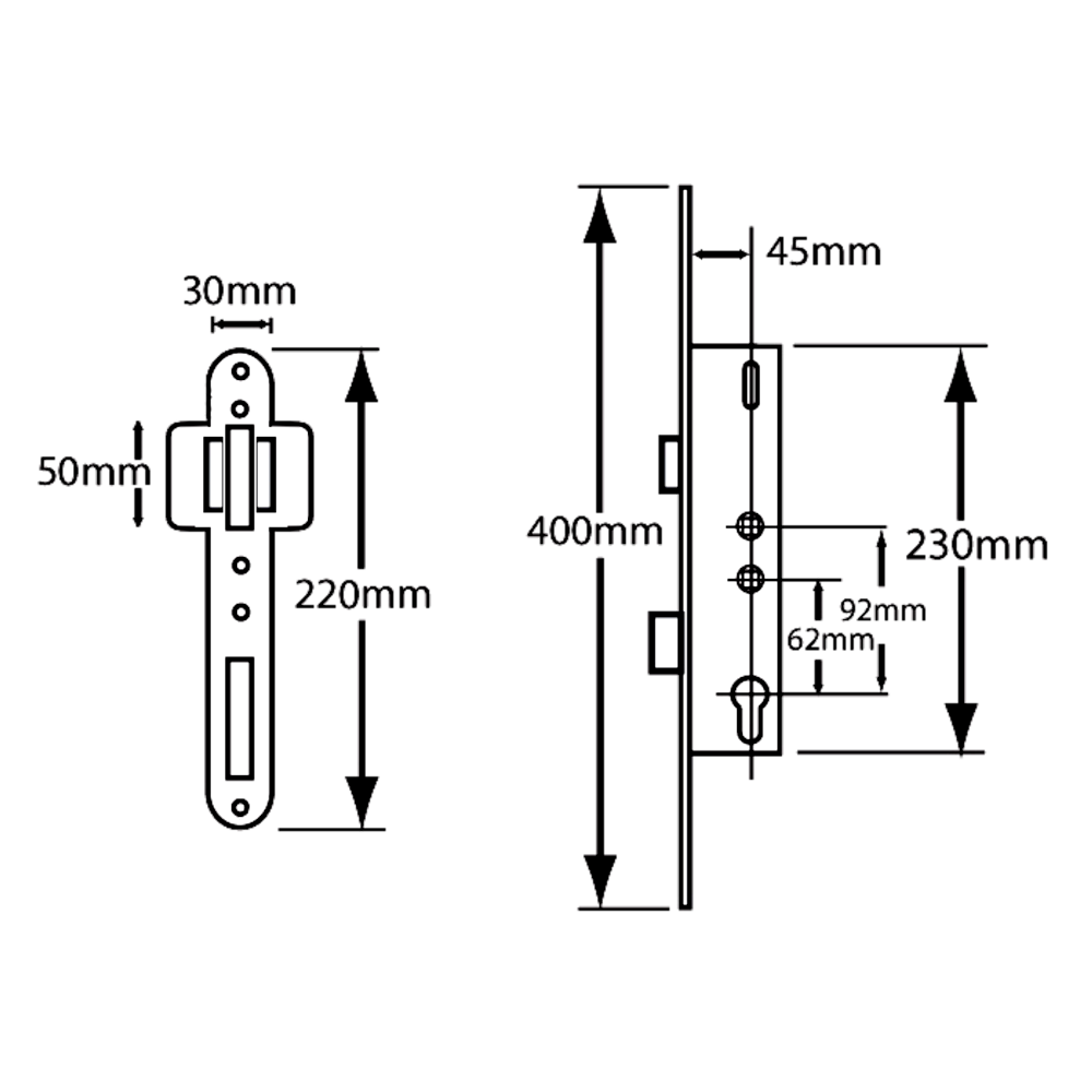 YALE Doormaster Lever Operated Latch & Deadbolt 20mm Twin Spindle Overnight Lock To Suit Lockmaster