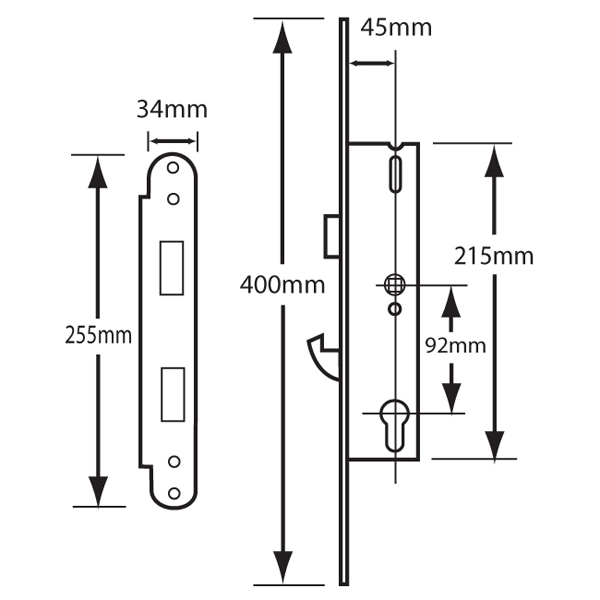 YALE Doormaster Lever Operated Latch & Hookbolt 20mm Split Spindle Overnight Lock