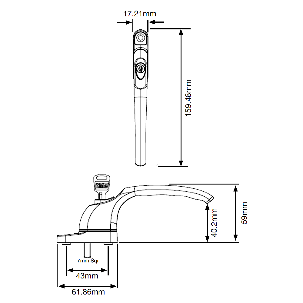 YALE YWHLCK40N Espag Inline Window Handle