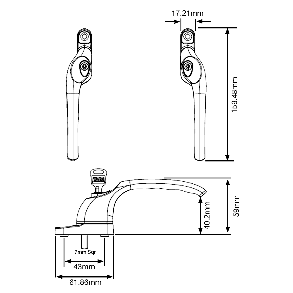 YALE YWHLCK40 Espag Offset Window Handle