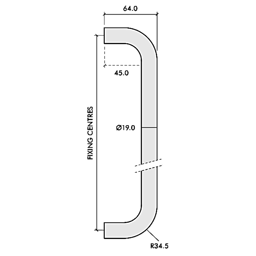 ZOO Pull Handle D Shape 19mm SAA