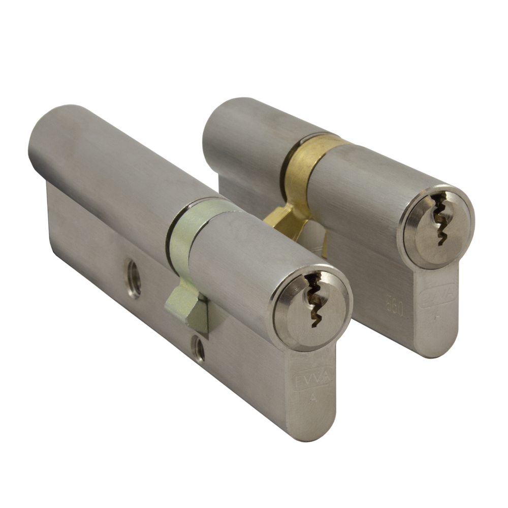 EVVA EPS L111 & S363 Banham Cylinders Keyed Alike Pair Left Handed 21B - Nickel Plated