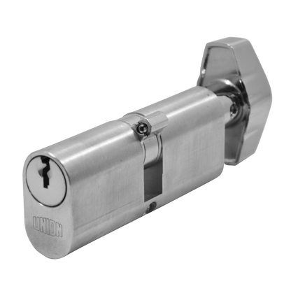 UNION 2X13 Oval Key & Turn Cylinder 74mm 37/T37 32/10/T32 MK CABD - Satin Chrome