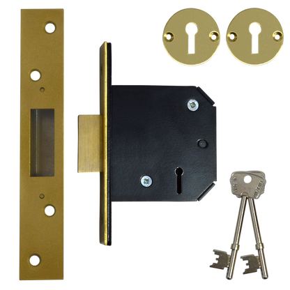 WILLENHALL LOCKS M1 5 Lever Deadlock 75mm Keyed To Differ - Polished Brass