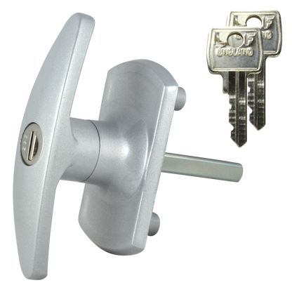 L&F 1613 Garage Door Lock SILVER 55mm x 8mm Square Spindle - Silver