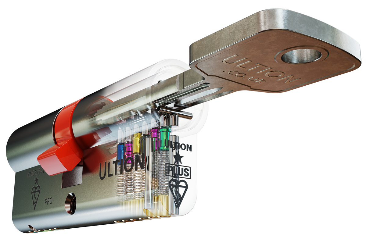 Ultion 1 Star Plus cylinder cutaway with key