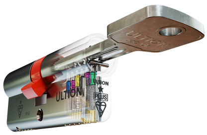 Ultion 1 Star Plus cylinder cutaway with key