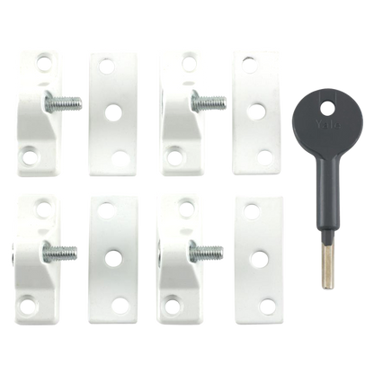 YALE 8K118 Casement Window Lock - 4 Pack 4 Locks + 1 Key Pro - White