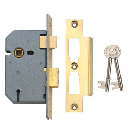 UNION 2277 3 Lever Sashlock 64mm Keyed To Differ Pro - Polished Lacquered Brass