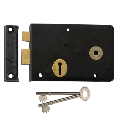 UNION 1439 3 Lever Double Handed Rimlock 152mm Right Handed - Black