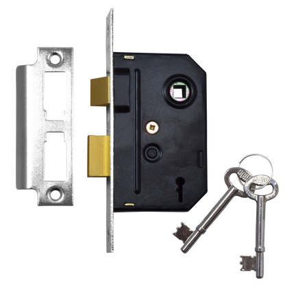 UNION 2295 2 Lever Sashlock 64mm Keyed To Differ - Chrome Plated